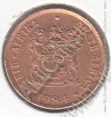 19-77 Южная Африка 1 цент 1984г. КМ # 82 бронза 3,0гр. 19мм - 19-77 Южная Африка 1 цент 1984г. КМ # 82 бронза 3,0гр. 19мм