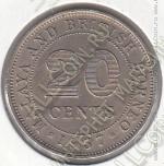 15-162 Малайя и Борнео 20 центов 1957г. КМ# 3 H медно-никелевая 5,65гр. 23,51мм