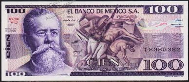 Мексика 100 песо 1982г. P.74c(1) - UNC - Мексика 100 песо 1982г. P.74c(1) - UNC