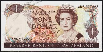 Новая Зеландия 1 доллар 1989-92г. P.169c - UNC - Новая Зеландия 1 доллар 1989-92г. P.169c - UNC