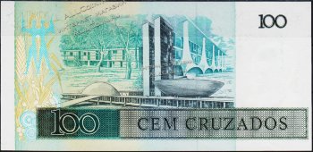 Банкнота Бразилия 100 крузадо 1988 года. P.211d - UNC - Банкнота Бразилия 100 крузадо 1988 года. P.211d - UNC