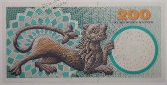 Банкнота Дания 200 крон 2005 года. P.62d(В8) - UNC  - Банкнота Дания 200 крон 2005 года. P.62d(В8) - UNC 