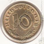 19-162 Германия 10 рейхспфеннигов 1939г. КМ # 92 D алюминий-бронза 4,0гр. 21мм