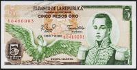 Банкнота Колумбия 5 песо 1980 года. P.406f(3) - UNC
