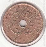 9-144 Южная Родезия 1 пенни 1947г. КМ # 8а бронза 