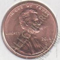 США 1 цент 2014 D (арт329)*