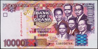 Банкнота Гана 10000 седи 2006 года. P.35с - UNC - Банкнота Гана 10000 седи 2006 года. P.35с - UNC