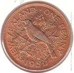 3-30 Новая Зеландия 1 пенни 1959 г. KM# 24.2 UNC Бронза 9,6 гр. 31,0 мм.