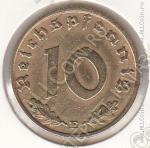 19-161 Германия 10 рейхспфеннигов 1938г. КМ # 92 E алюминий-бронза 4,0гр. 21мм