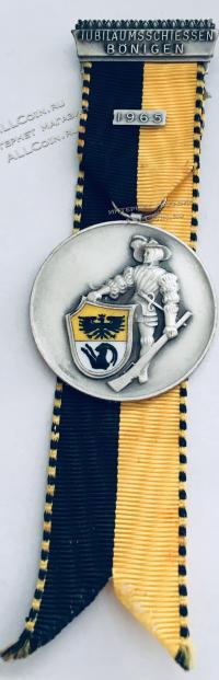 #479 Швейцария спорт Медаль Знаки. Бобслейная юбилейная стрельба. 1965 год.
