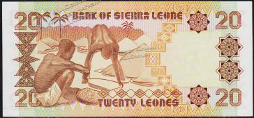 Банкнота Сьерра-Леоне 20 леоне 1988 года. P.16 UNC - Банкнота Сьерра-Леоне 20 леоне 1988 года. P.16 UNC