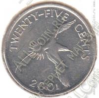 6-24 Бермуды 25 центов 2001 г. KM#110 Медь-Никель 24,0 мм.