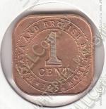 15-165 Малайя и Борнео 1 цент 1957г. КМ # 5 UNC бронза 4,27гр.