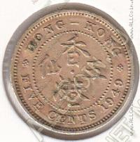 24-147 Гонконг 5 центов 1949г. КМ # 26 никель-латунь 2,5гр. 16,5мм