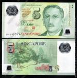 Сингапур 5 долларов 2005г. P.47 UNC-пластик