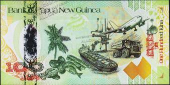 Банкнота Папуа Новая Гвинея 100 кина 2008 года. P.37 UNC  - Банкнота Папуа Новая Гвинея 100 кина 2008 года. P.37 UNC 