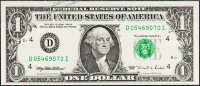 Банкнота США 1 доллар 1995 года. Р.496а - UNC "D" D-I