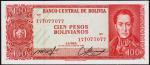 Боливия 100 песо боливиано 1962г. (1983г.) Р.164A UNC