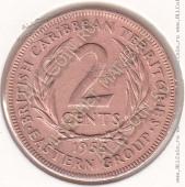 35-78 Восточные Карибы 2 цента 1955г. КМ # 3 бронза 9,55гр. 30,5мм.  - 35-78 Восточные Карибы 2 цента 1955г. КМ # 3 бронза 9,55гр. 30,5мм. 