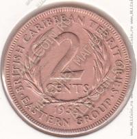 35-78 Восточные Карибы 2 цента 1955г. КМ # 3 бронза 9,55гр. 30,5мм. 