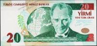 Банкнота Турция 20 новых лир 2005 года. P.219 UNC