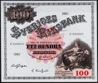 Банкнота Швеция 100 крон 1961 года. P.48с - UNC - Банкнота Швеция 100 крон 1961 года. P.48с - UNC