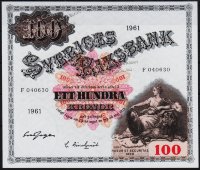 Банкнота Швеция 100 крон 1961 года. P.48с - UNC