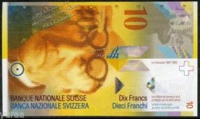 Швейцария 10 франков 2010г. P.67d(1) - UNC - Швейцария 10 франков 2010г. P.67d(1) - UNC