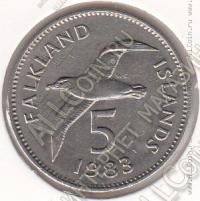 22-61 Фолклендские Острова 5 пенсов 1983г. КМ # 4.1 медно-никелевая 5,65гр. 23,6мм
