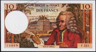 Франция 10 франков 06.11.1969г. P.147с - UNC - Франция 10 франков 06.11.1969г. P.147с - UNC