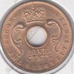 15-92 Восточная Африка 5 центов 1957г.(KN) KM# 37 UNC бронза 5,77гр