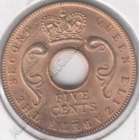 15-92 Восточная Африка 5 центов 1957г.(KN) KM# 37 UNC бронза 5,77гр
