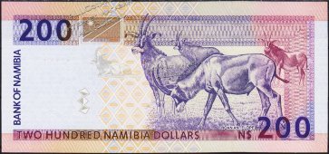 Банкнота Намибия 200 долларов 1996 года. P.10а - UNC - Банкнота Намибия 200 долларов 1996 года. P.10а - UNC