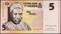 Банкнота Нигерия 5 найра 2007 года. P.32в - UNC