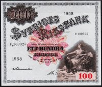 Банкнота Швеция 100 крон 1958 года. P.45d - UNC
