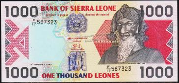 Сьерра-Леоне 1000 леоне 1993г. P.20a - UNC - Сьерра-Леоне 1000 леоне 1993г. P.20a - UNC