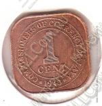 3-34 Малайя 1 цент 1943 г. KM# 6 Бронза 4,3 гр. 20,0 мм