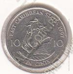 4-53 Восточные Карибы 10 центов 1997 г. KM# 13 Медь-Никель 2,59 гр. 18,06 мм.