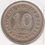 5-99 Малайя и Брит.Борнео 10 центов 1956г. KM# 2 UNC медно-никелевая 2,83гр 19,5мм