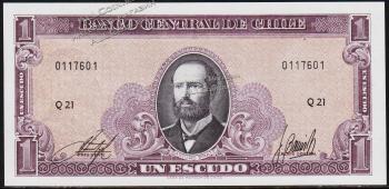 Банкнота Чили 1 эскудо 1964 года. Р.136в - UNC - Банкнота Чили 1 эскудо 1964 года. Р.136в - UNC