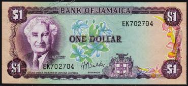Ямайка 1 доллар 1976г. P.59в - UNC - Ямайка 1 доллар 1976г. P.59в - UNC