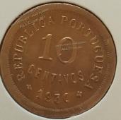 #15-129 Португалия 10 центов 1930г.Бронза.UNC - #15-129 Португалия 10 центов 1930г.Бронза.UNC