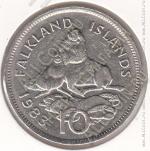 35-153 Фолклендские Острова 10 пенсов 1983г. КМ#5.1 медно-никелевая 11,31гр. 28,5мм