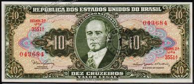 Бразилия 1 центаво 1967г. P.183в - UNC на 10 крузейро 1961г. - Бразилия 1 центаво 1967г. P.183в - UNC на 10 крузейро 1961г.