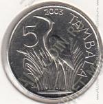 20-119 Малави 5 тамбала 2003г. КМ # 32.2 сталь покрытая никелем 19,35мм