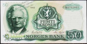 Норвегия 50 крон 1982г. P.37d(7) - UNC - Норвегия 50 крон 1982г. P.37d(7) - UNC