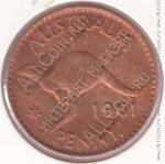 34-100 Австралия 1 пенни 1961г. КМ # 56 бронза 9,45гр. 30,8мм