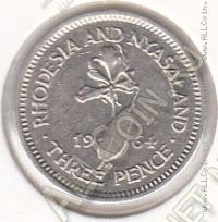 32-140 Родезия и Ньясланд 3 пенса 1964г. КМ # 3 медно-никелевая 16,3мм