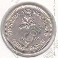 27-177 Родезия и Ньясланд 3 пенса 1962г. КМ # 3 медно-никелевая 16,3мм