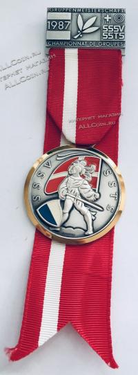 #484 Швейцария спорт Медаль Знаки. Чемпионат мира. 1987 год.